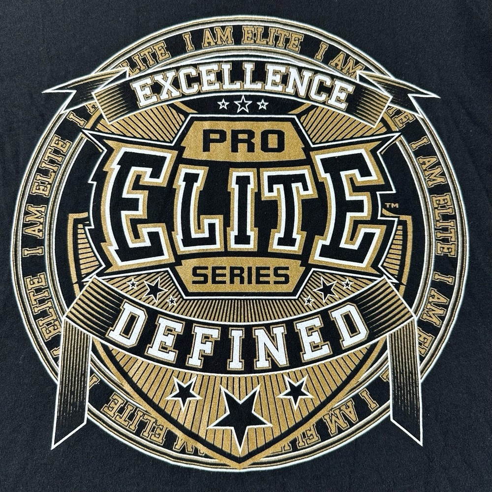 Pro Elite Series T-Shirt Men's XXL Black w/ Gold & White Graphic Print - Picture 3 of 7